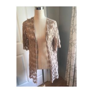 Full Tilt Lace Tan Cardigan